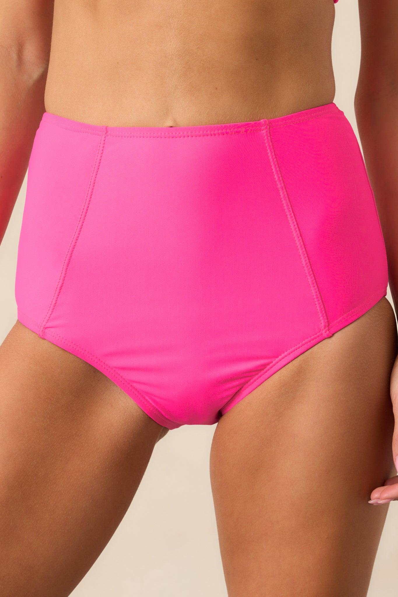 Sunny Skies Ahead Hot Pink High Rise Bikini Bottoms Product Image