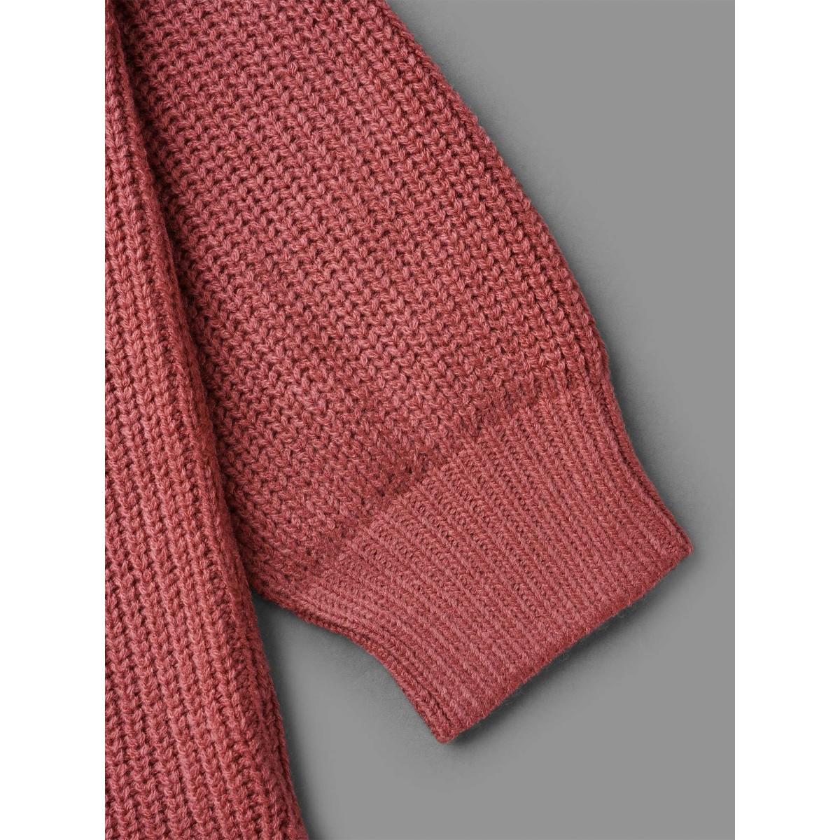 Plus Size Open Wrap Back Textured Tied Pullover Rust Women Casual Loose Long Sleeve Round Neck Everyday Pullovers BloomChic 28/5X Product Image