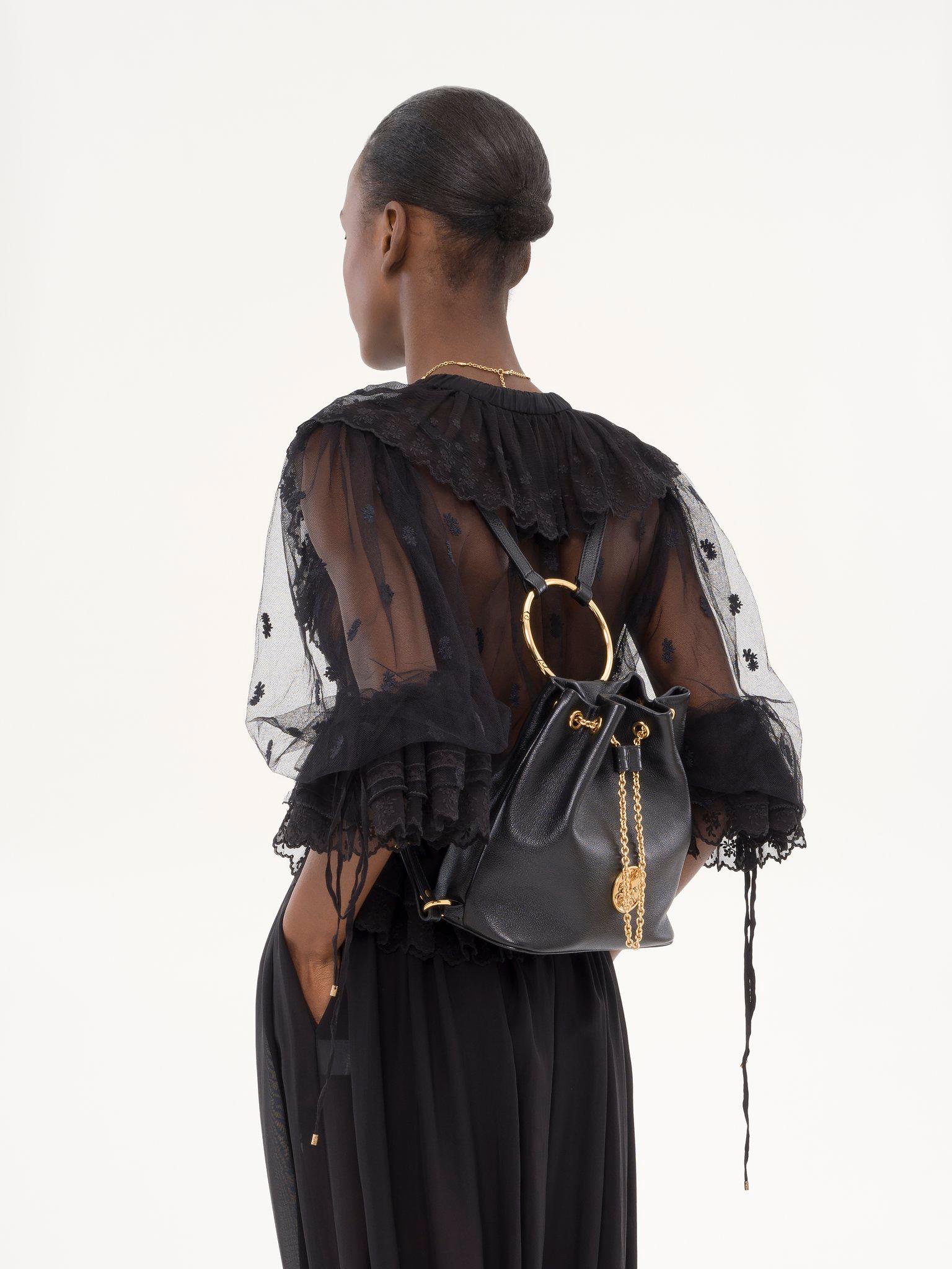 Small Bracelet backpack in grained leather Product Image