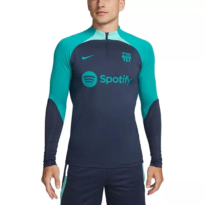 Men's Nike Navy Barcelona Strike Drill 2023/24 Performance Quarter-Zip Long Sleeve Top, Size: 2XL, Bar Blue Product Image