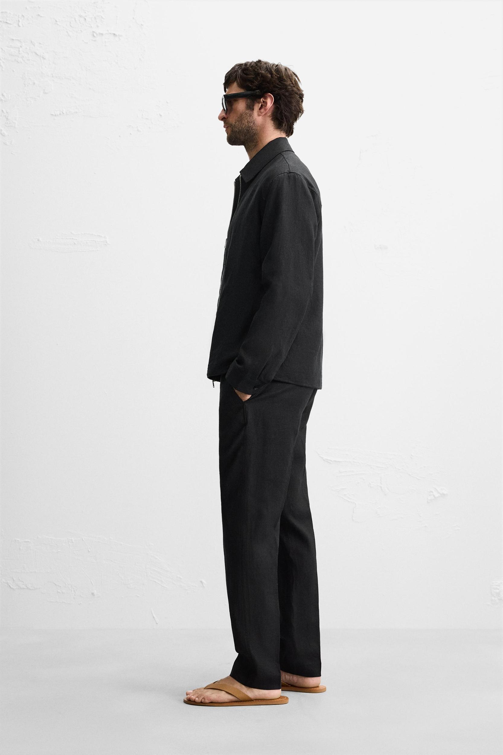 100% LINEN REGULAR FIT PANTS Product Image