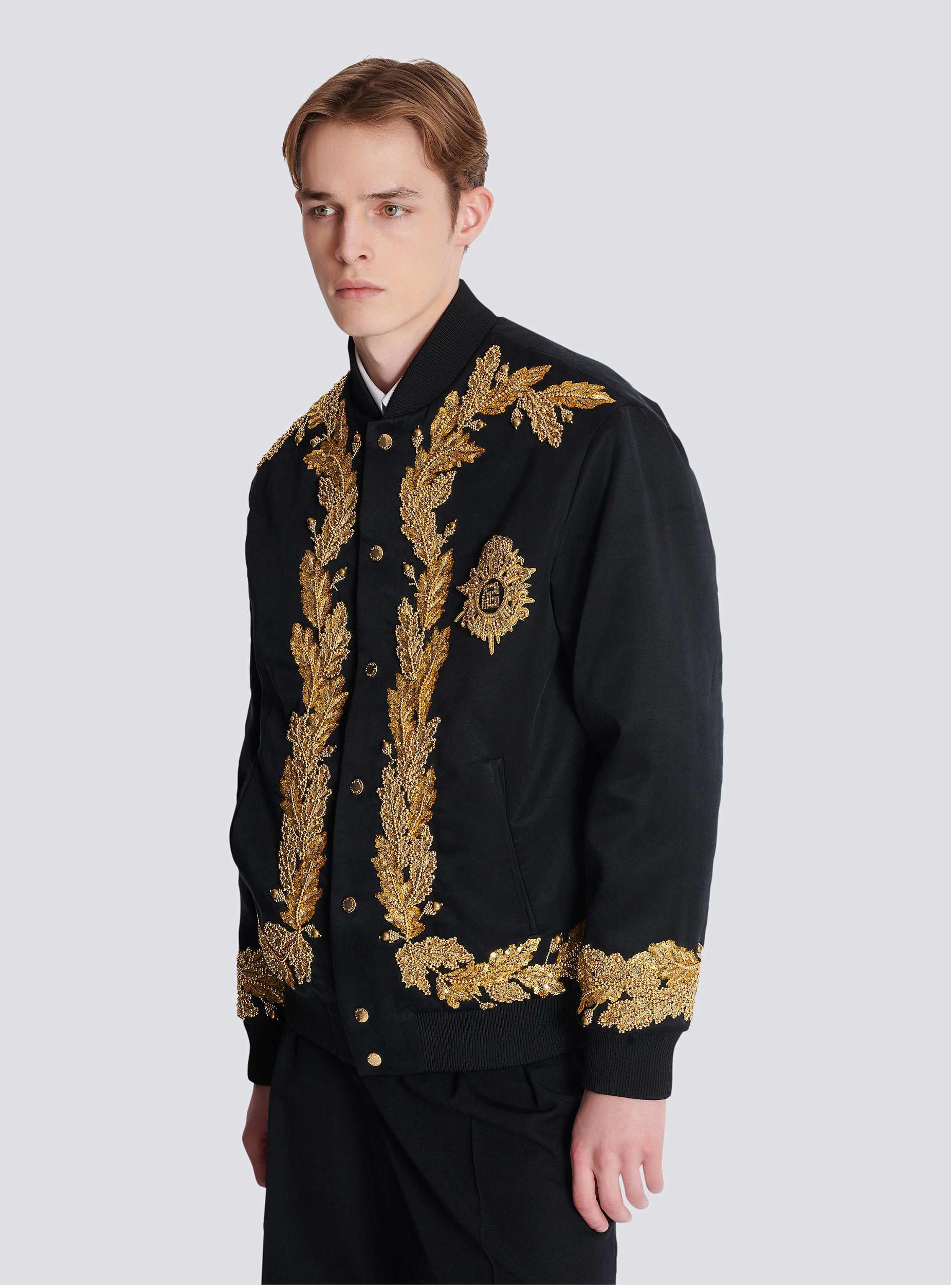 Embroidered cupro bomber jacket Product Image