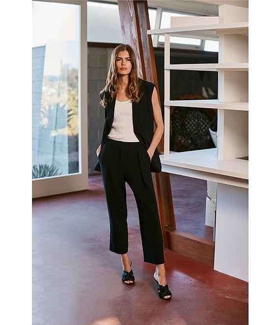 Trina Turk Larch Mid Rise Pleated Straight Cropped Pants Product Image