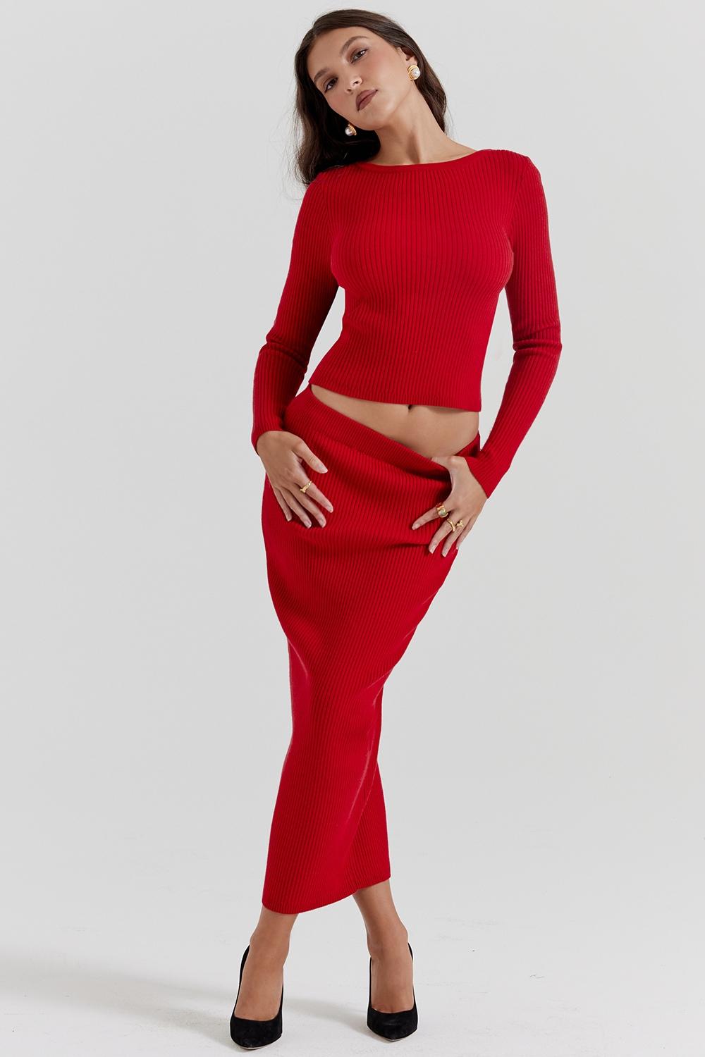 Lourdes  scarlet cashmere blend maxi skirt - sale Product Image