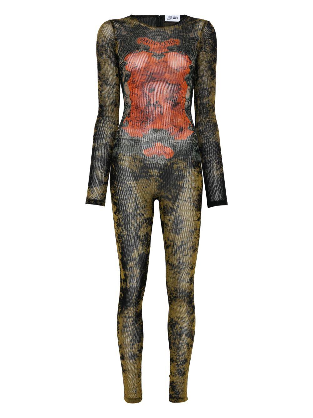 JEAN PAUL GAULTIER Graphic Print Full-length Dress With Long Sleeves In Black Product Image
