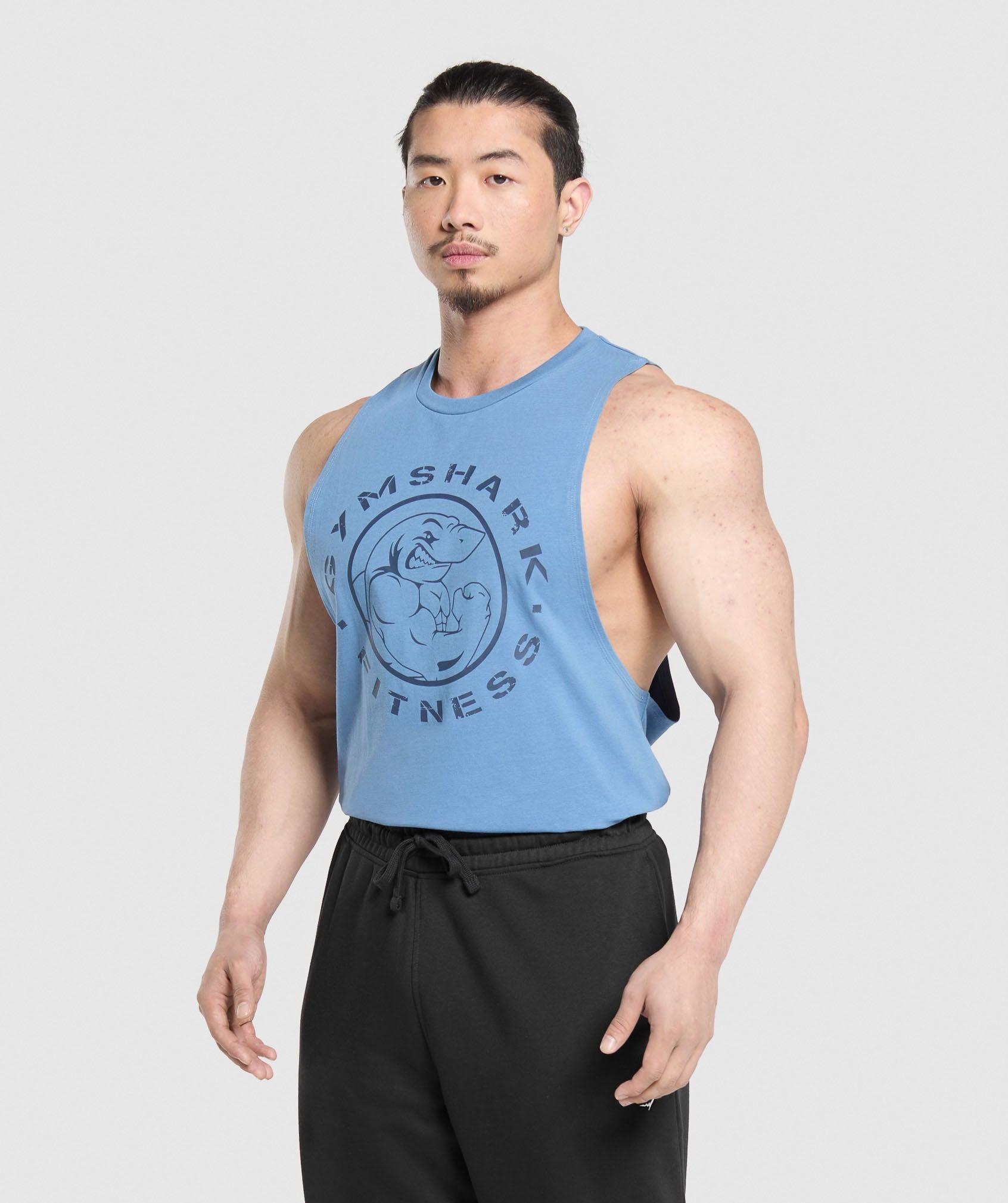 Gymshark Legacy Drop Arm Tank - Classic Blue Male Product Image