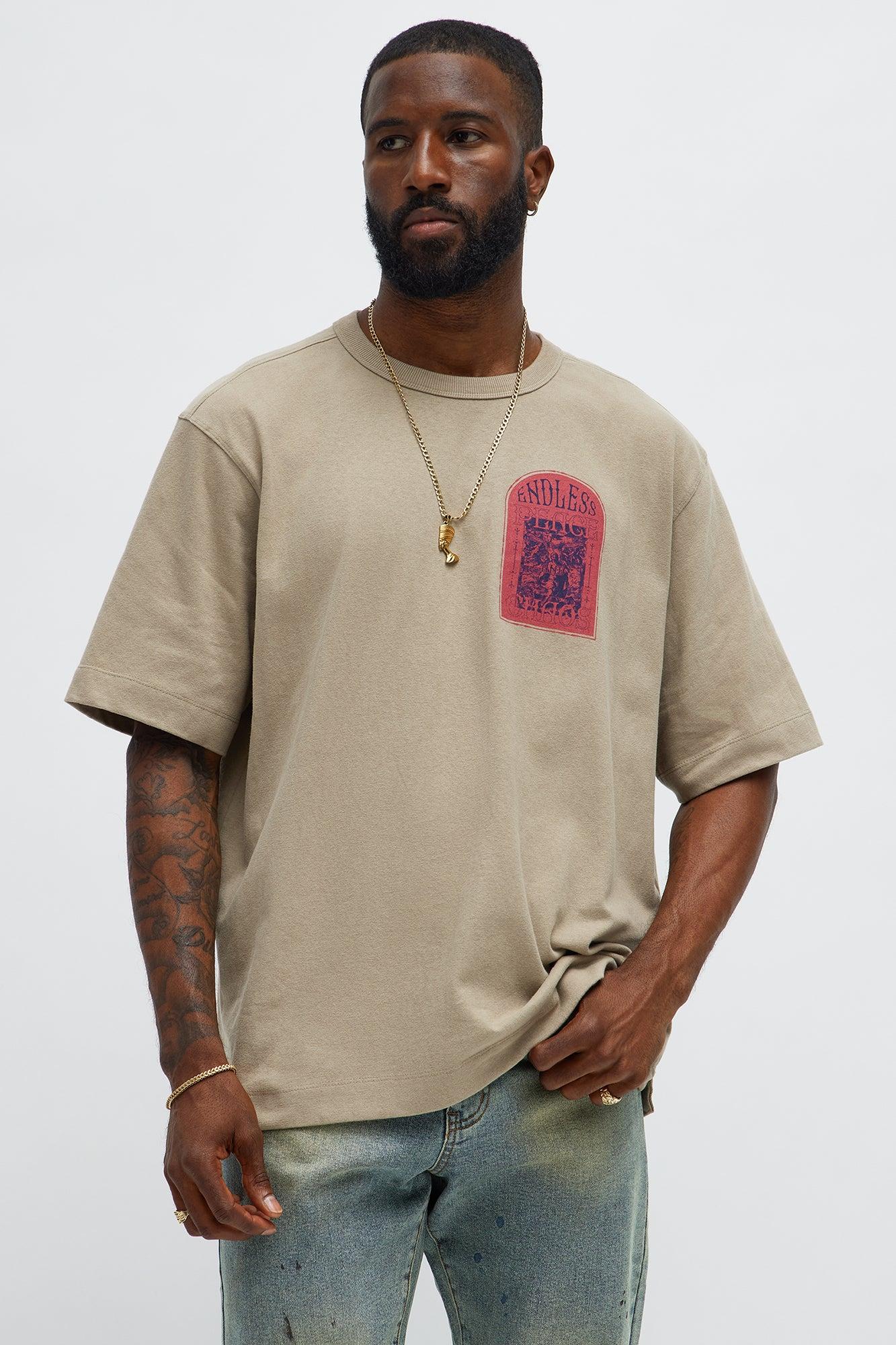 Endless Peace Oversized Short Sleeve Tee - Stone Male Product Image