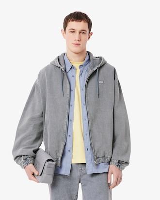 Washed Effect Denim Hooded Jacket Product Image