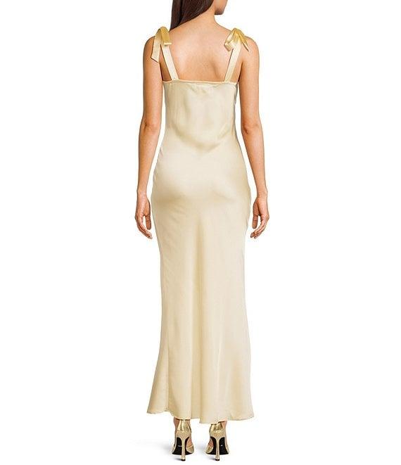 Dear Moon Sweetheart Neck Twist Front Tie Shoulder Long Dress Product Image