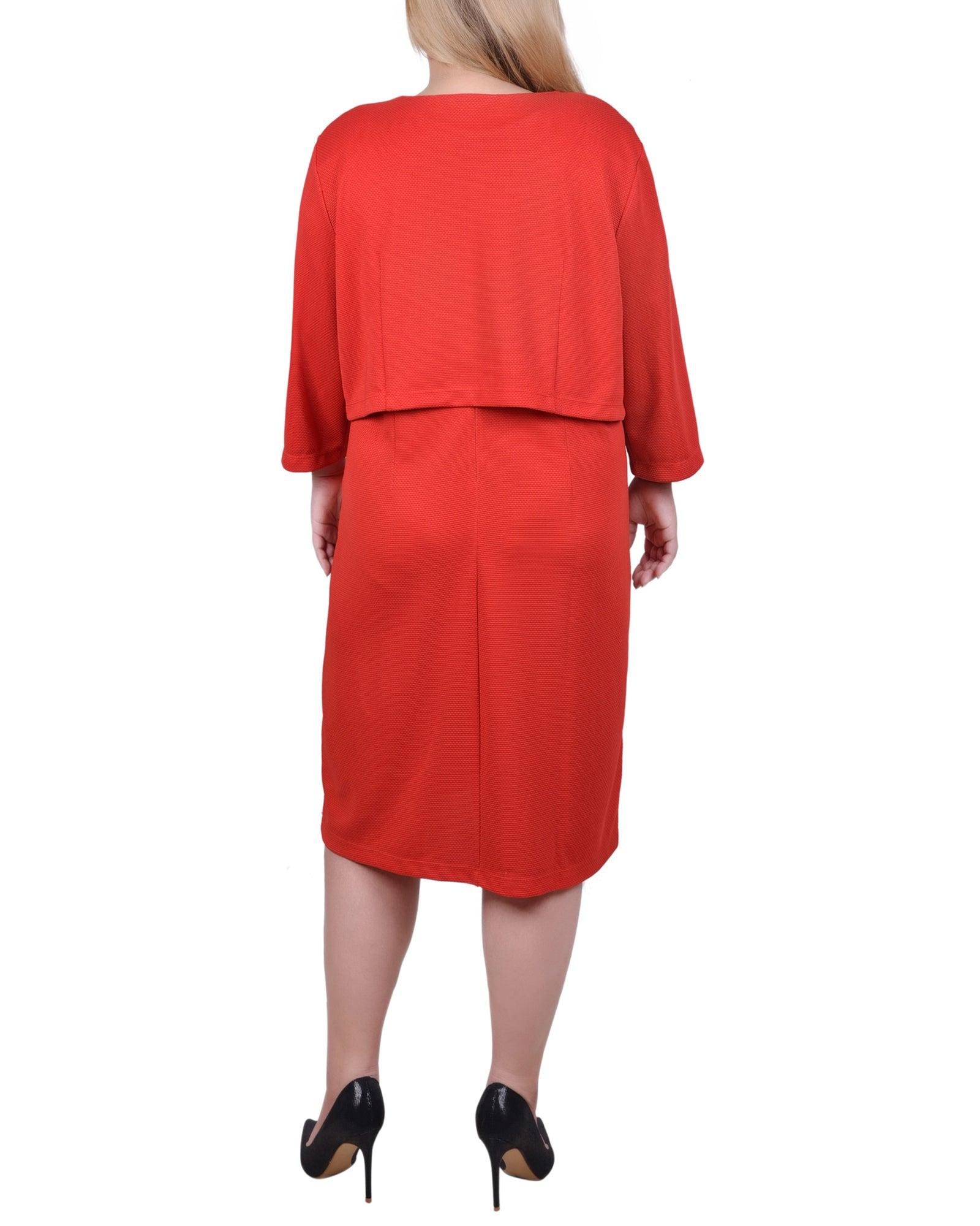 Red 2 Piece Colorblocked Dress Set - Plus Product Image