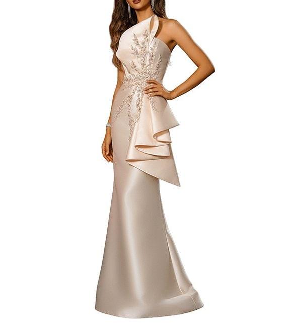 Terani Couture Strapless Beaded Bow Detail Mikado Mermaid Gown Product Image