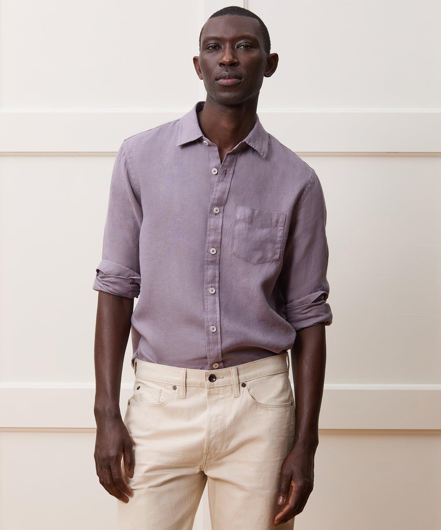 Slim Sea Soft Irish Linen Point Collar Shirt Product Image