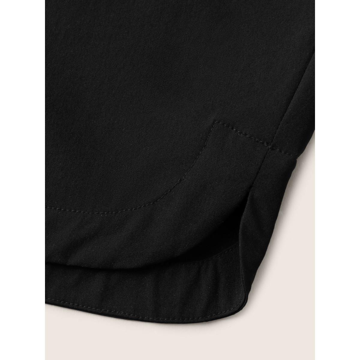 Plus Size Shirred Waist Tie Straight-Leg Crop Pants Women Black Leisure Straight Leg Mid Rise Casual Pants BloomChic 12/L Product Image