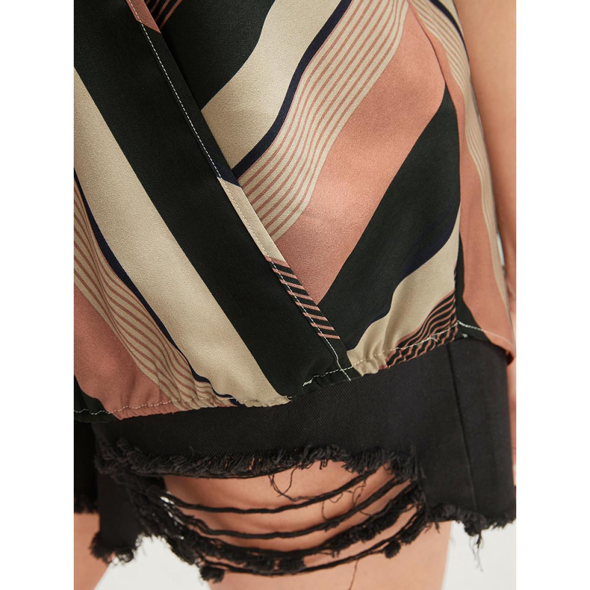 Plus Size Striped Contrast Surplice Neck Cami Top Women Multicolor Vacation Wrap V-neck Dailywear Tank Tops Camis BloomChic 30/6X Product Image