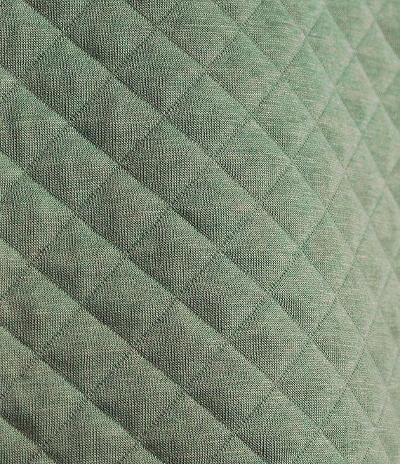 L.L.Bean Quilted Knit Stand Collar Long Sleeve Kangaroo Pocket Quarter-Zip Pullover Top Product Image