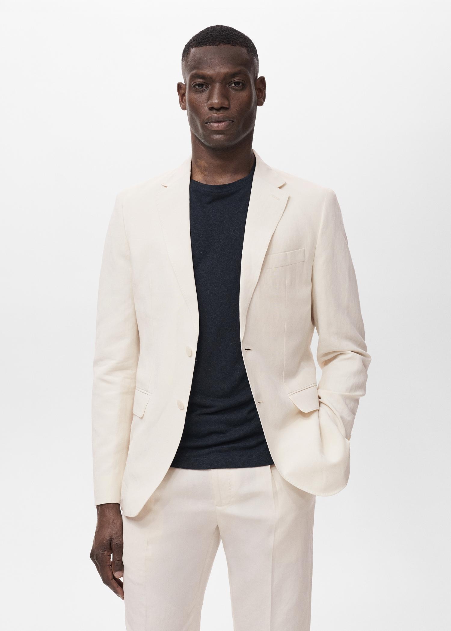 Slim-fit suit blazer made from a linen-lyocell blend - Men | MANGO USA Product Image