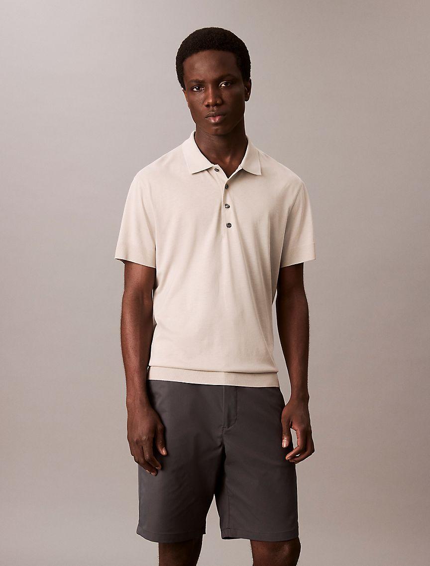 Fine Knit Lyocell Blend Polo Shirt Product Image