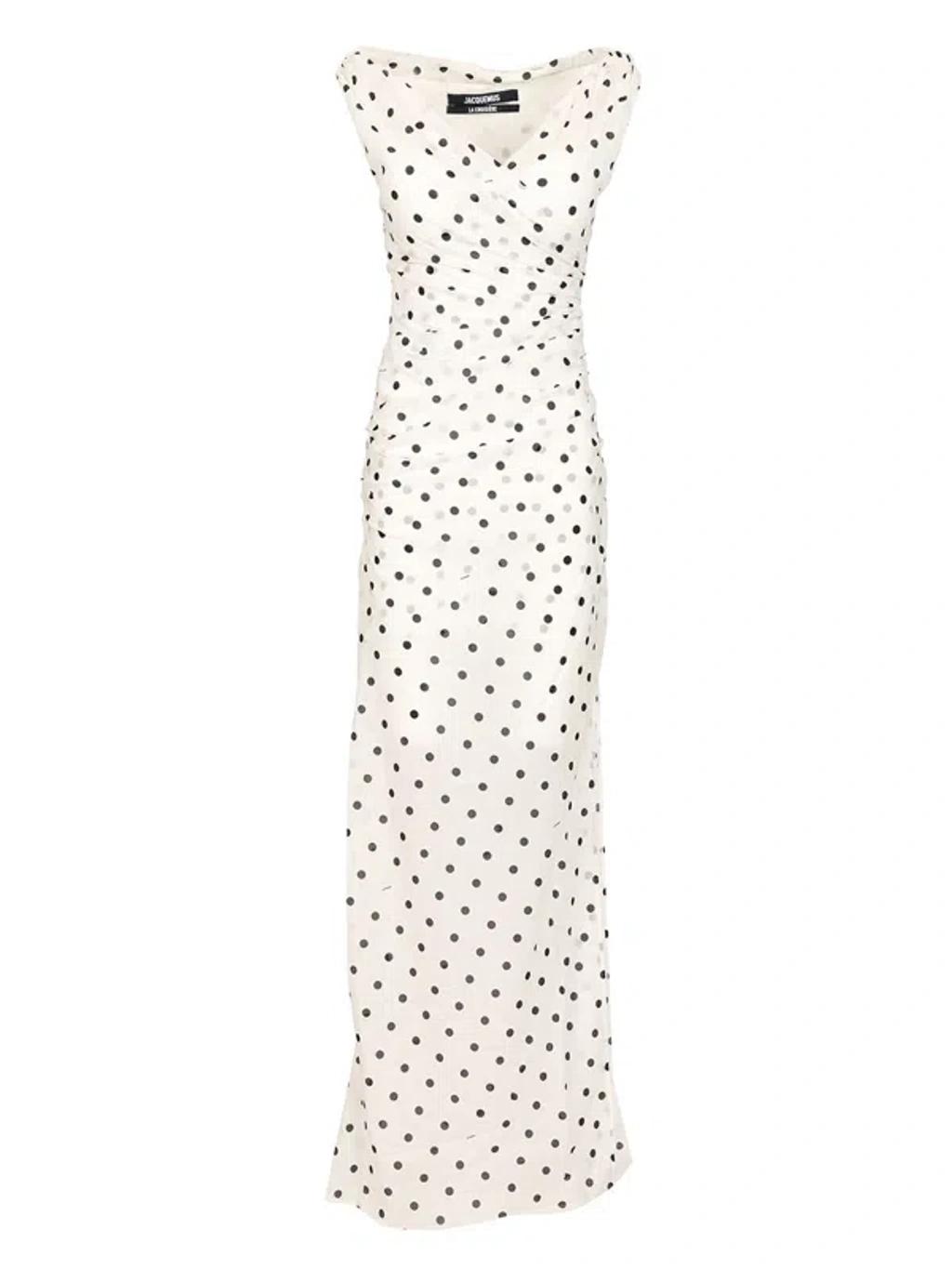 JACQUEMUS Women Rita Pois Long Dress In White Product Image
