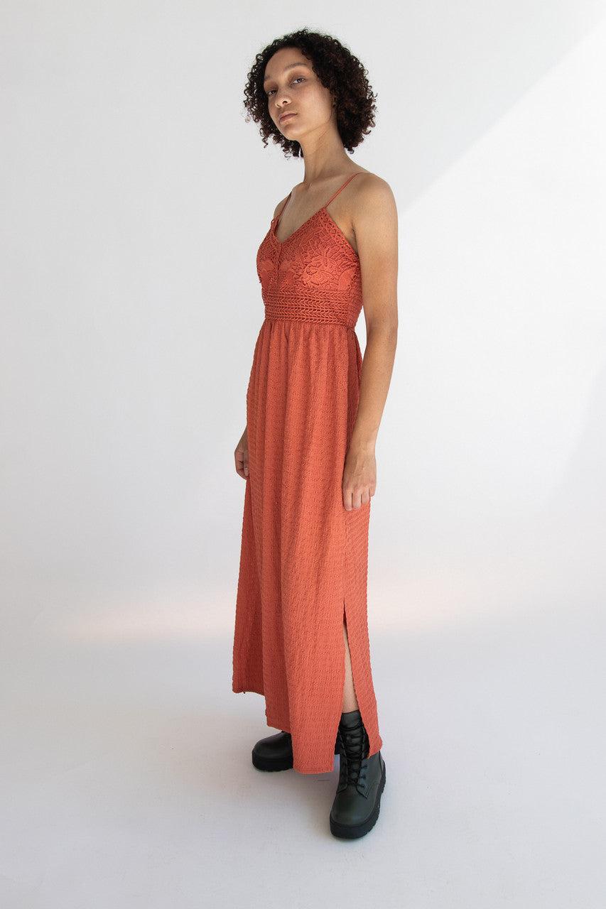 Floral Lace Top Gauze Maxi Dress Product Image