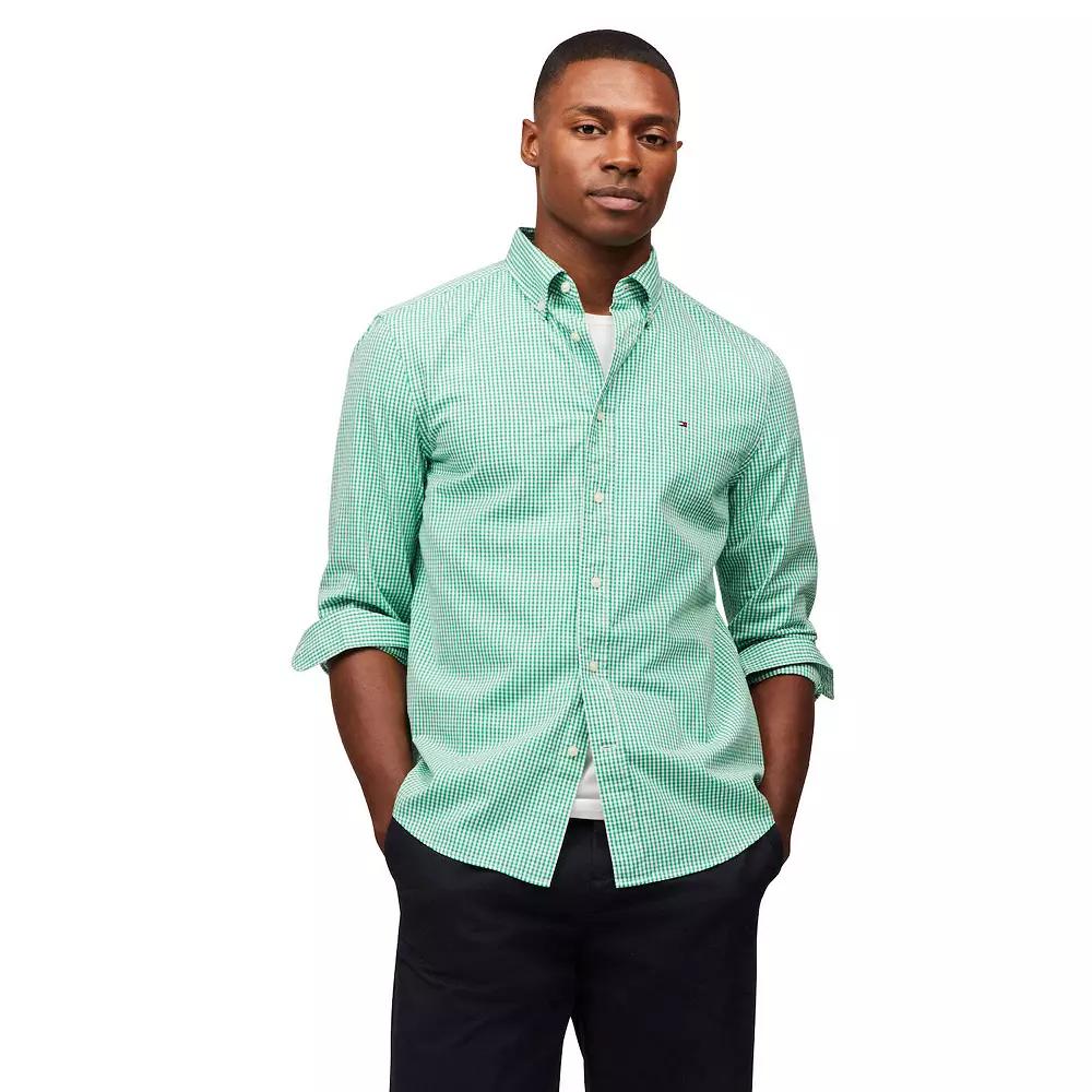 Men's Tommy Hilfiger Flex Poplin Gingham Long Sleeve Shirt,  Product Image
