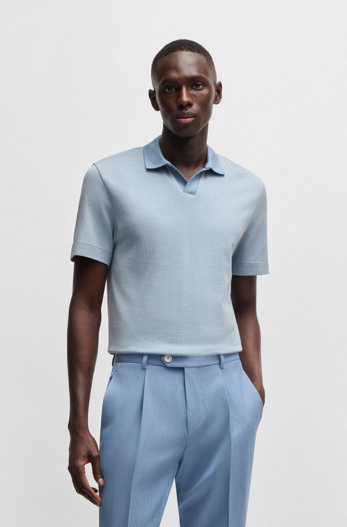 Dot-pattern polo shirt in cotton and silk Product Image