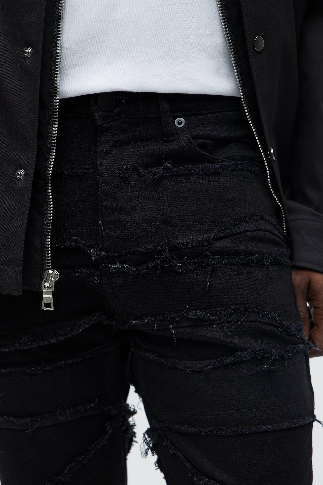 In All Ways Fray Stacked Skinny Flare Jeans - Black Product Image