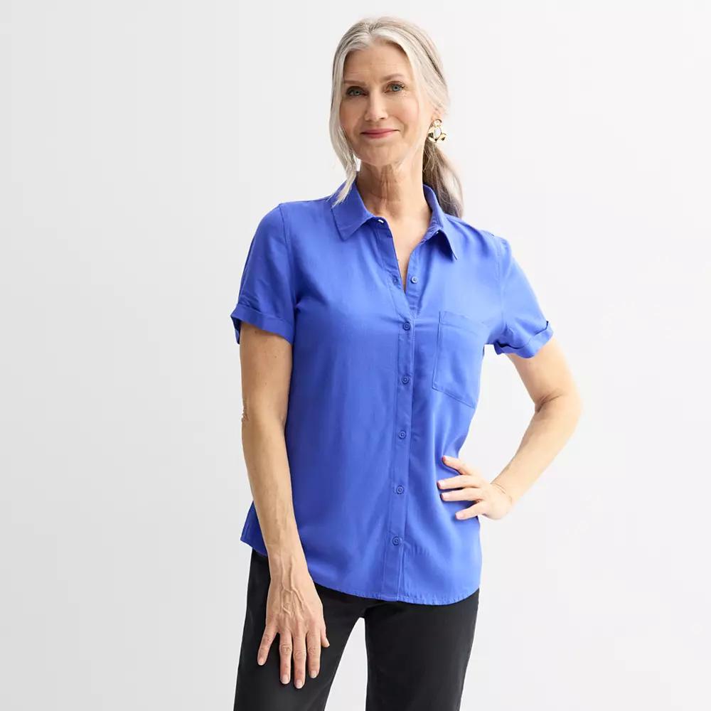 Petite Croft & Barrow® Camp Shirt, Women's,  Product Image