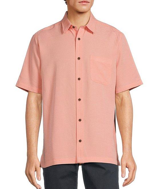 Roundtree & Yorke Short Sleeve Solid Slub Sport Shirt Product Image