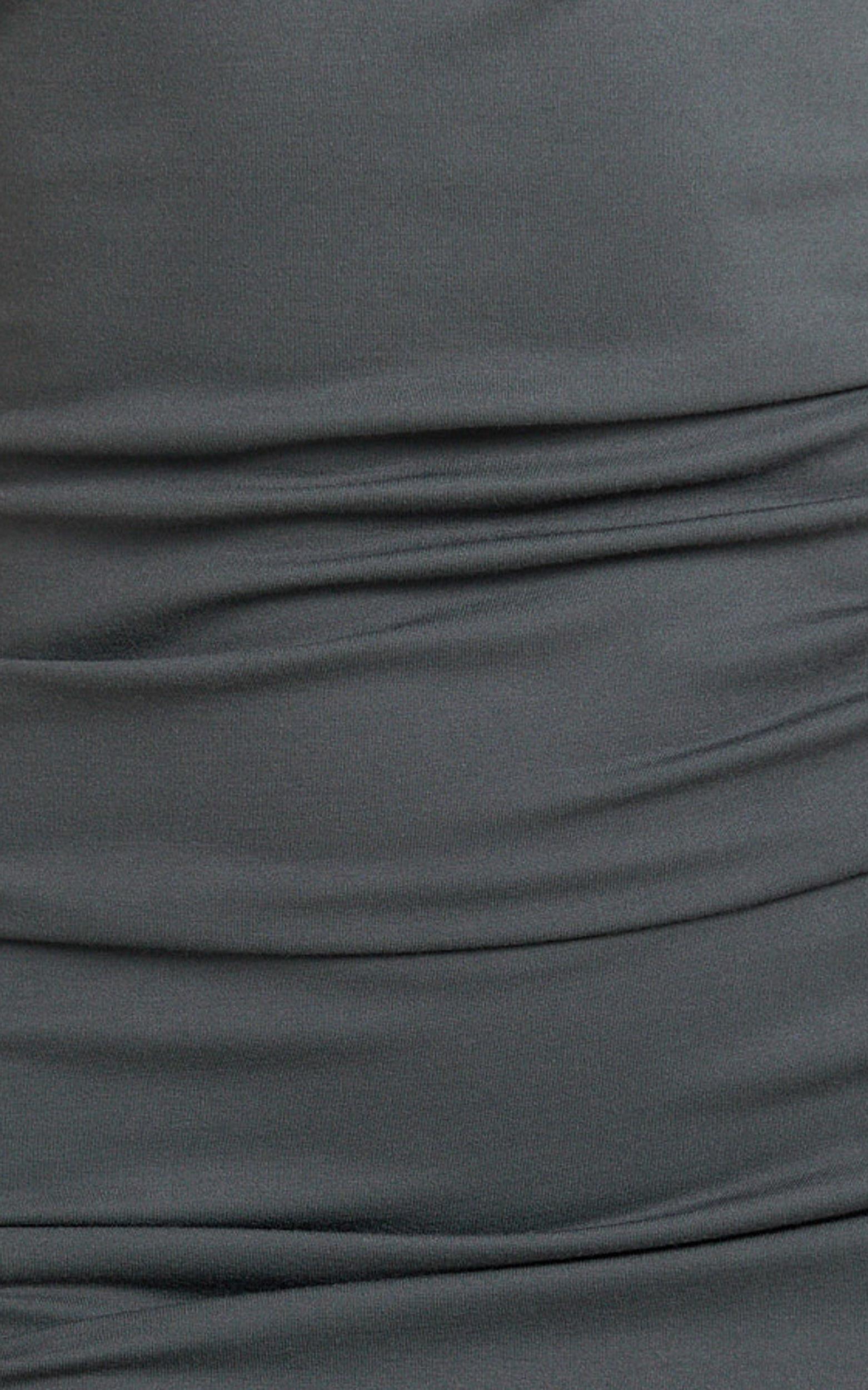 Chloe Mini Dress - Wide Square Neckline Side Split Bodycon Dress in Charcoal Product Image