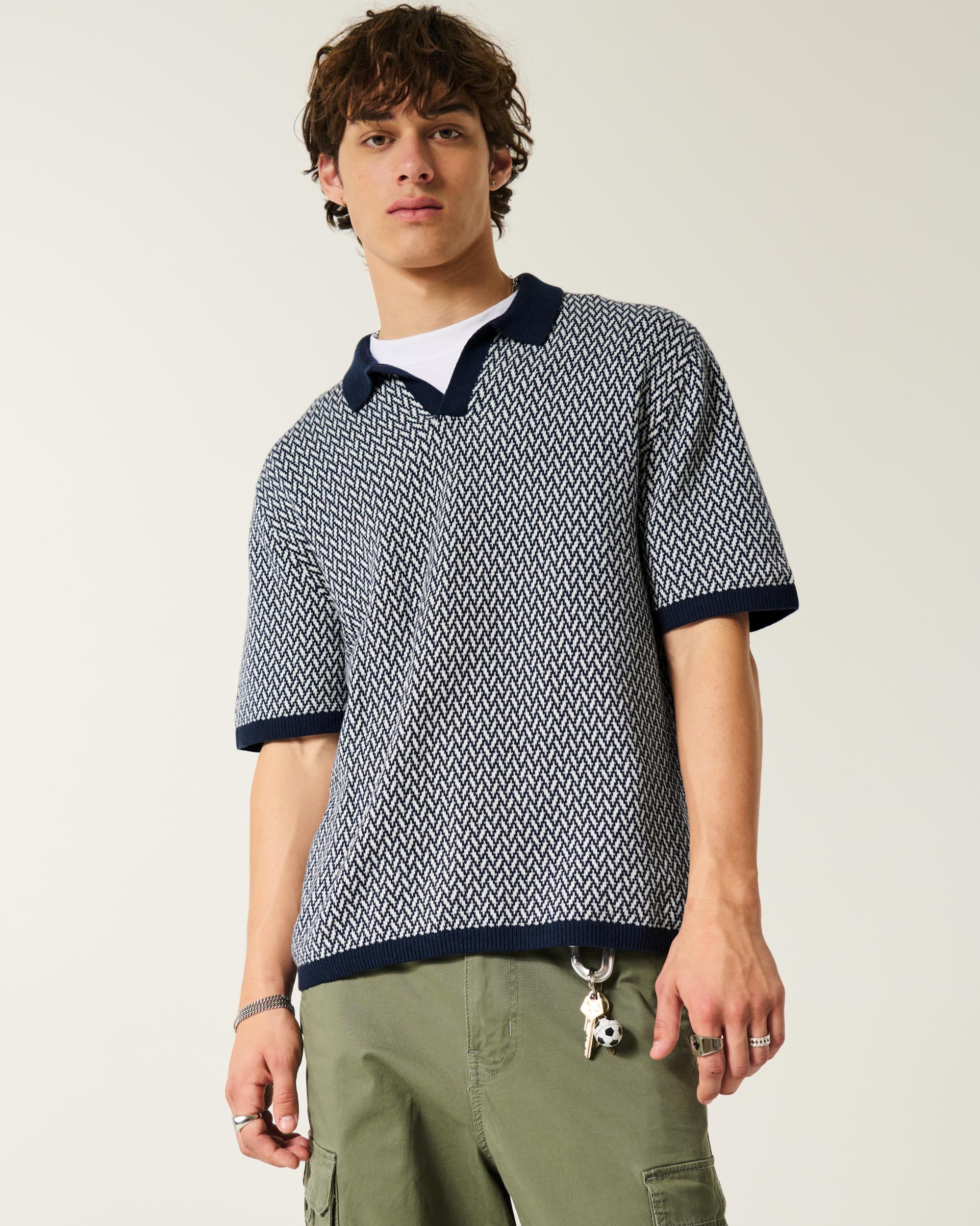 Boxy Short-Sleeve Sweater Polo Product Image
