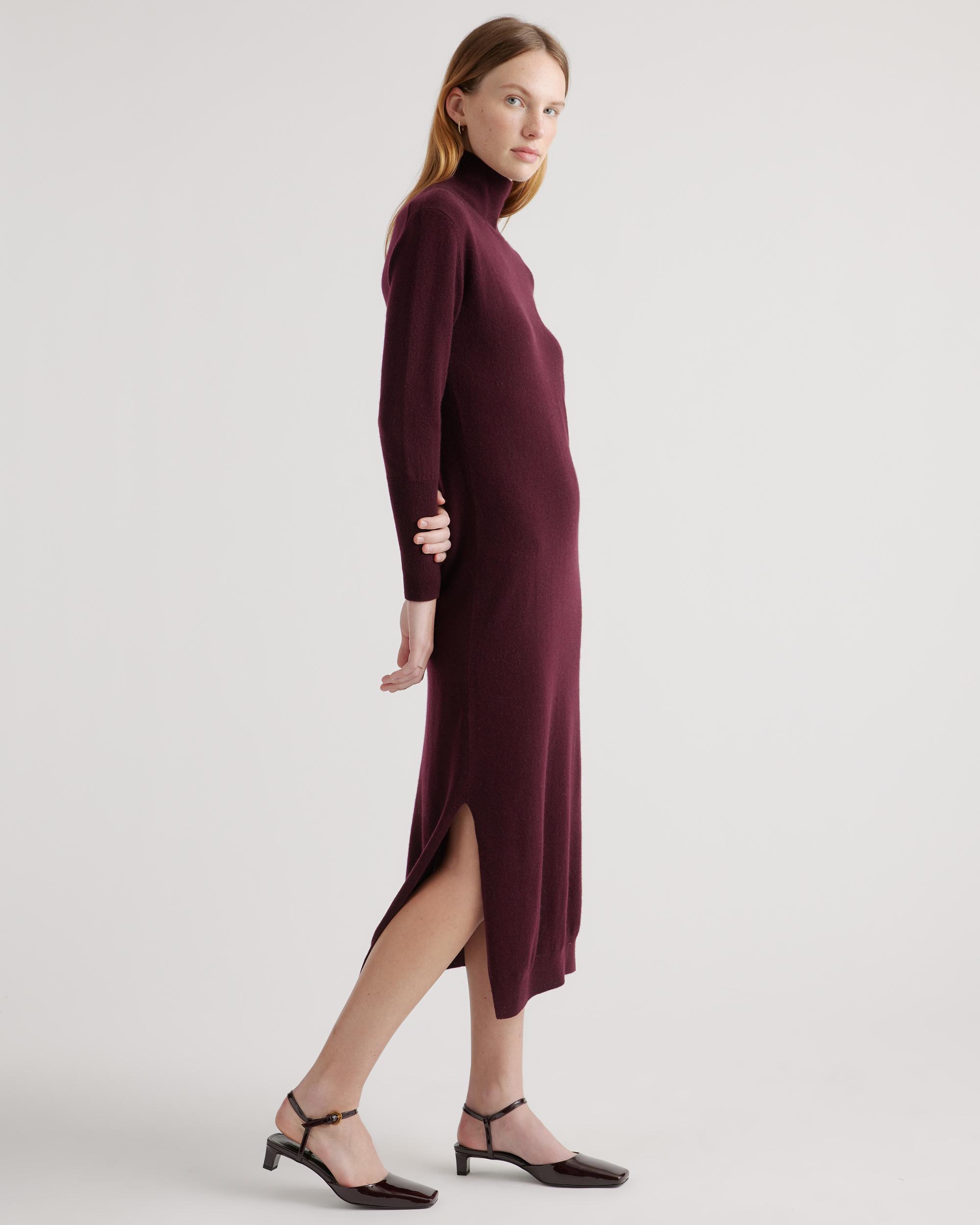 Quince | Women's Lightweight Mongolian Cashmere Turtleneck Midi Sweater Dress Product Image