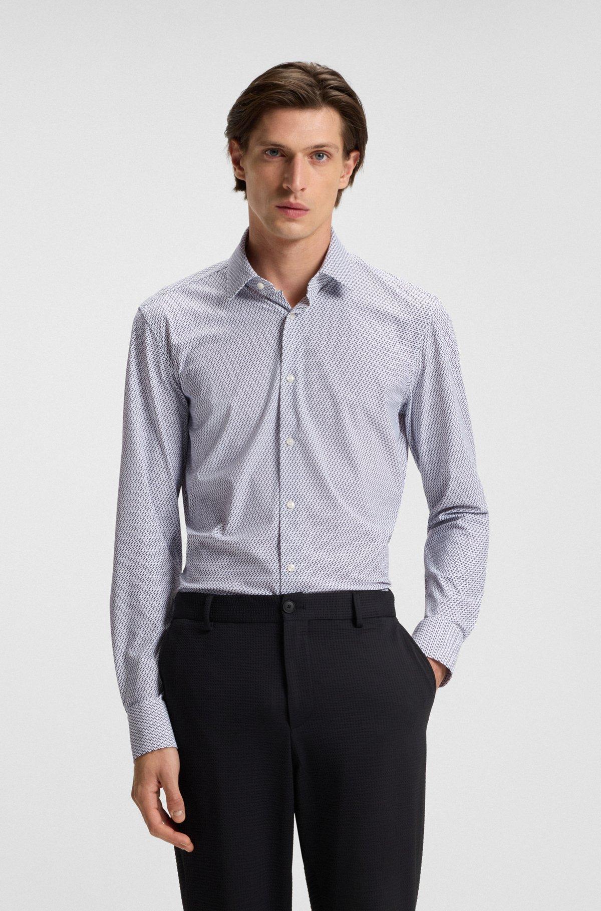 Slim-fit shirt in printed performance-stretch jersey Product Image