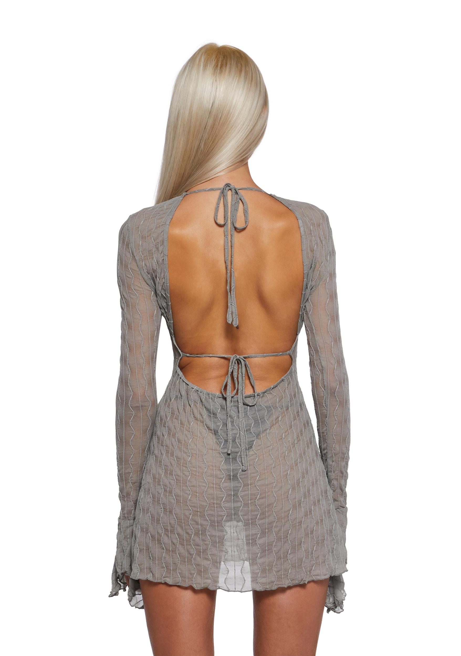 Womens Sheer Mesh Backless Dress Club Exx - Gray Product Image