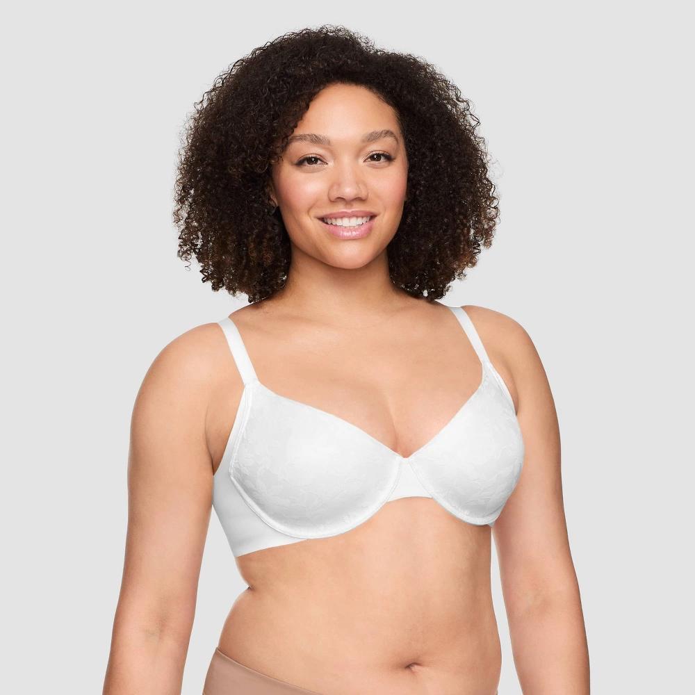 Simply Perfect by Warner's Women's Side and Underarm Smoothing Lace Unlined Bra - White 40D: Medium Support, Adjustable Straps Product Image