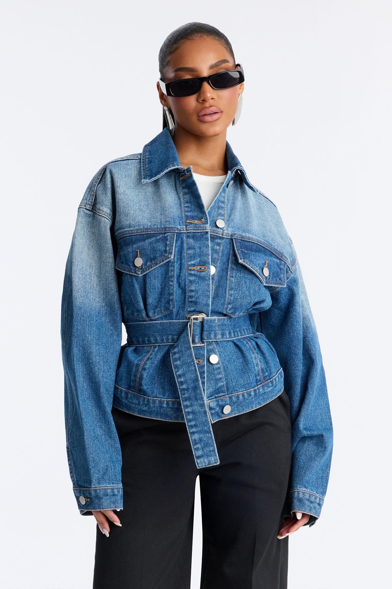 South Surrey Belted Denim Jacket - Medium Wash Female Product Image