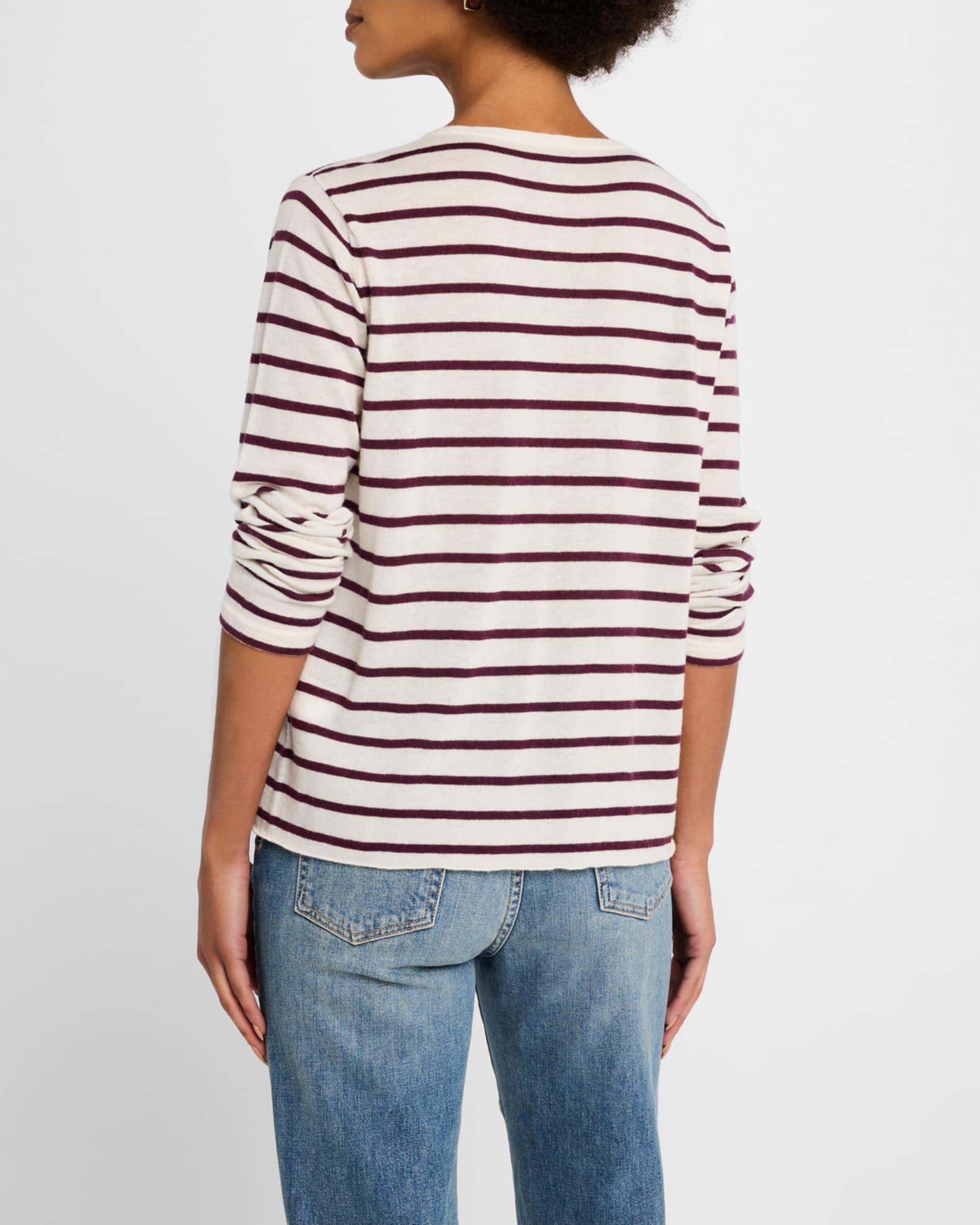 Striped Machine-Washable Cashmere Sweater Product Image