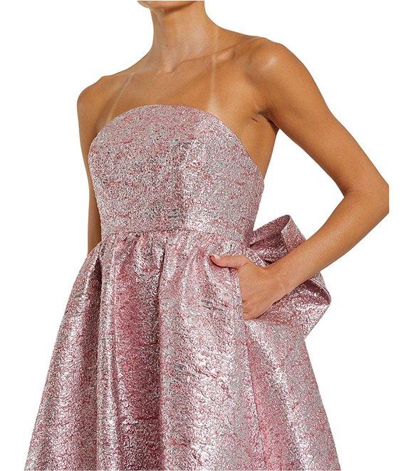 Mac Duggal Metallic Brocade Strapless Sleeveless Back Bow Gown Product Image