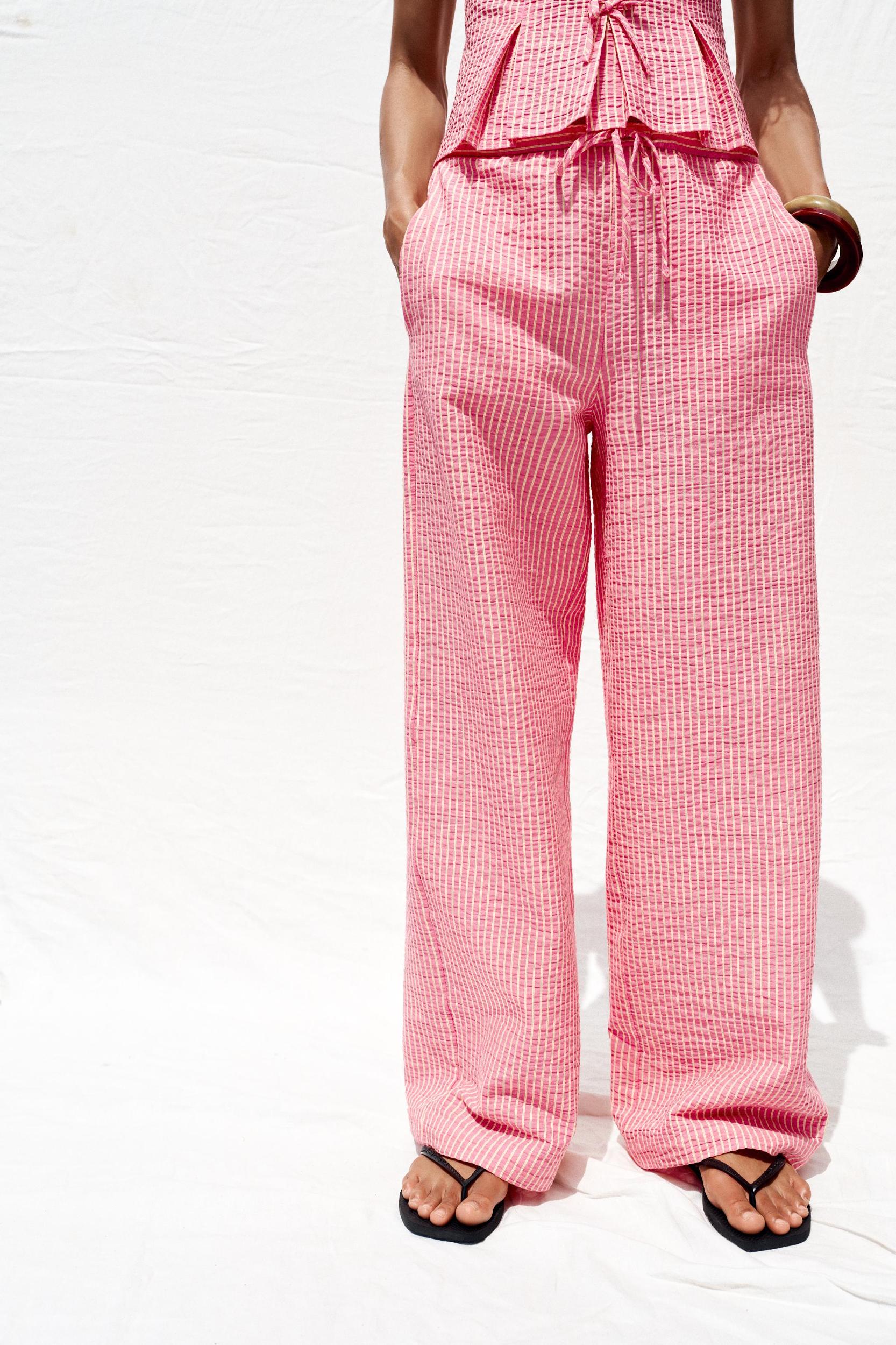 STRIPED WIDE LEG PANTS Product Image