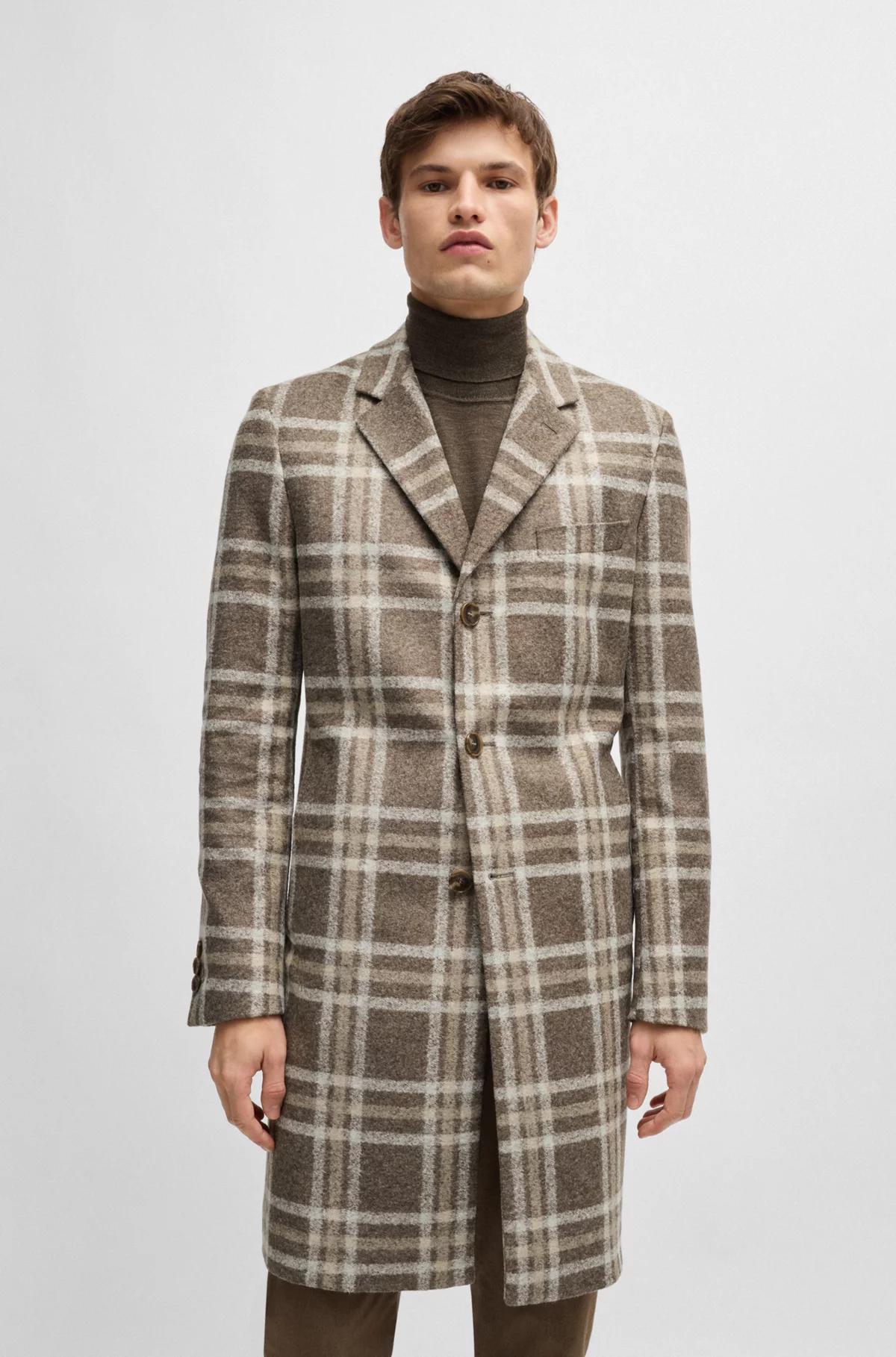 Boss Slim-Fit Coat with All-Over Check Product Image