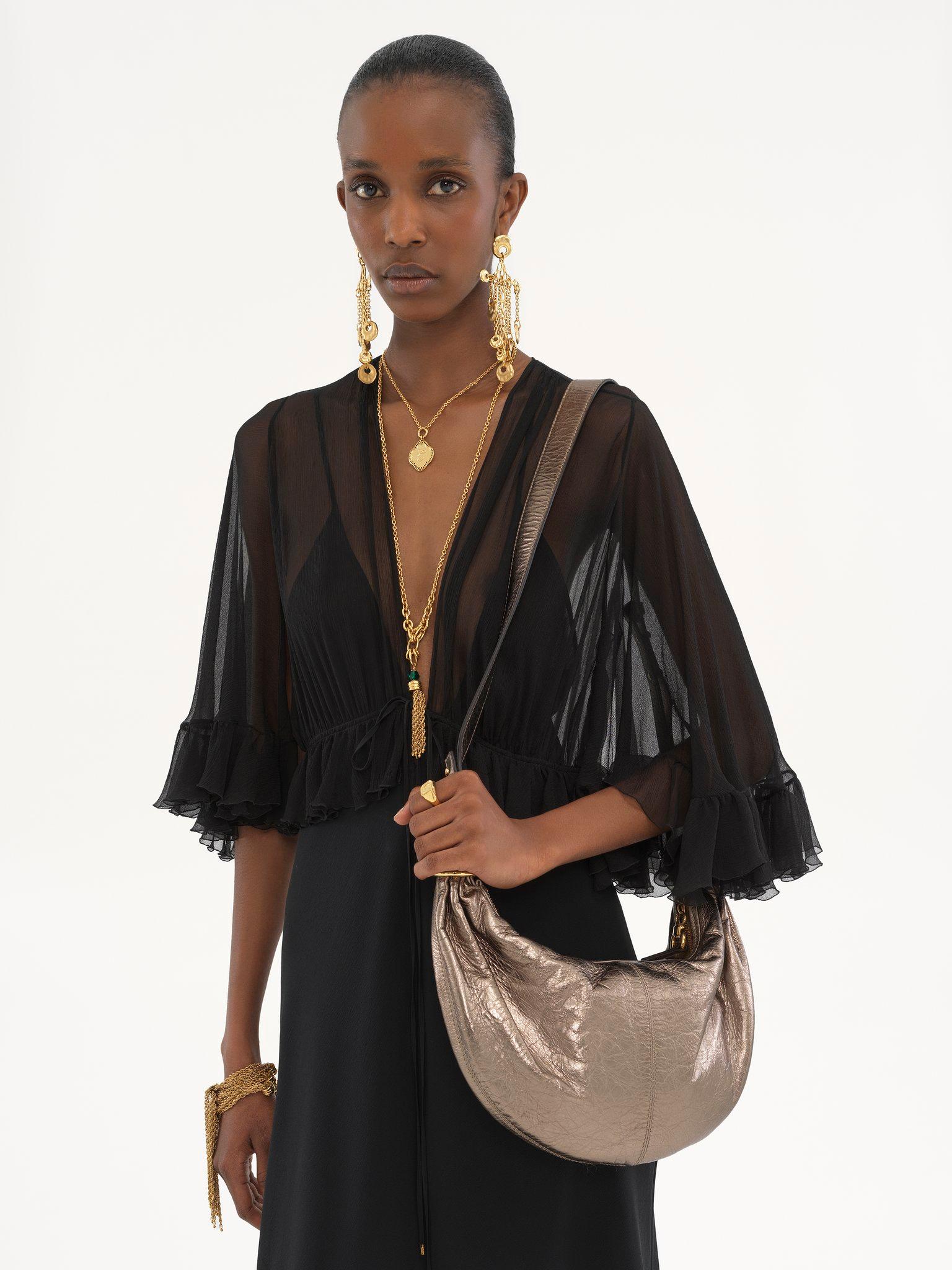 Small Bracelet Hobo bag in metallized leather Product Image