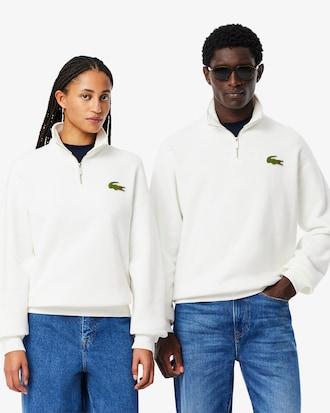 Loose Fit Zip Neck Badge Accent Sweatshirt Product Image