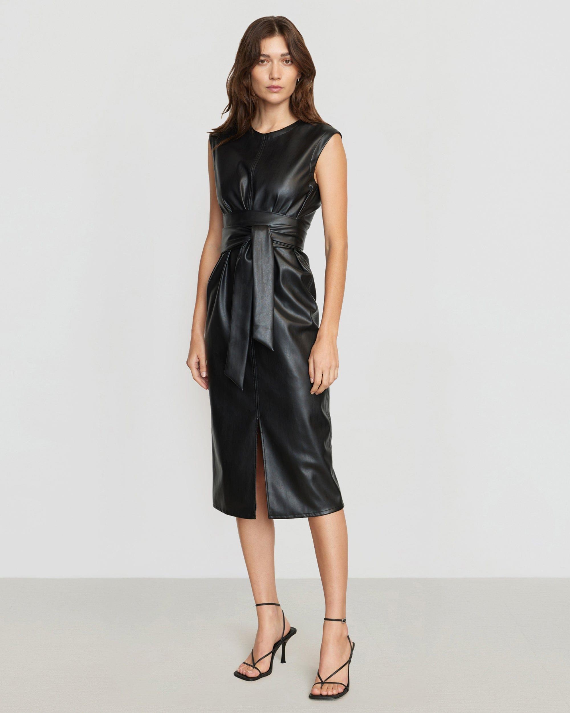 Pilar Vegan Leather Tie-Front Dress Product Image