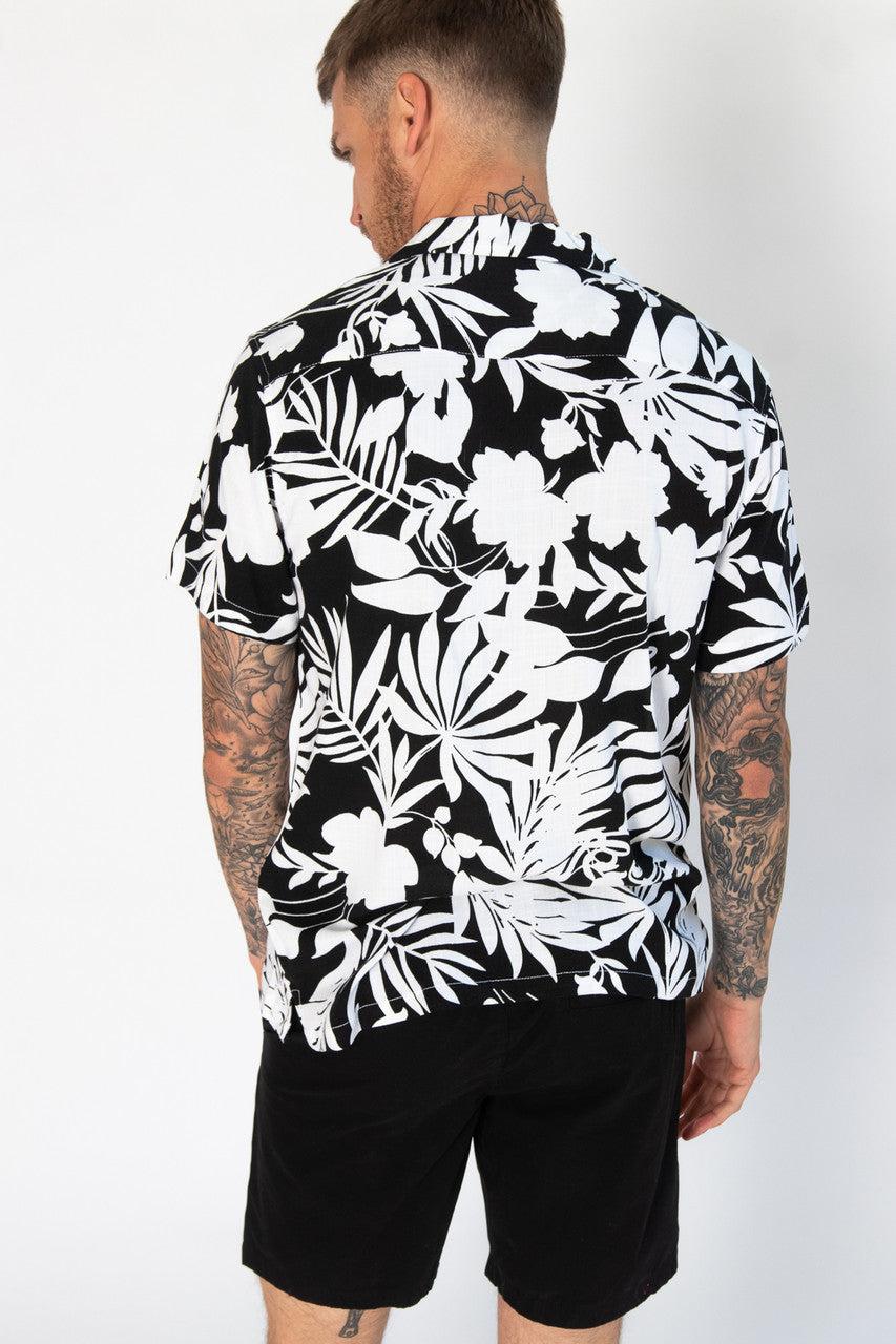 Black & White Tropical Button Up Shirt Product Image