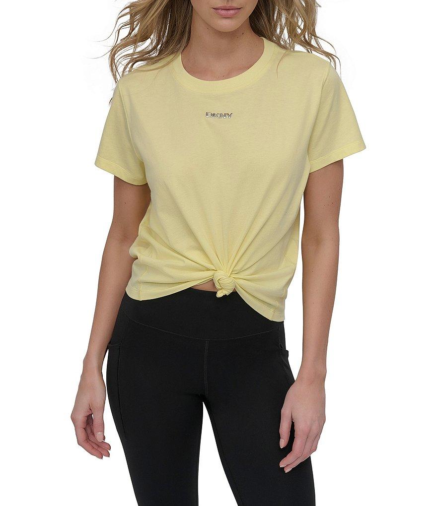 DKNY by Donna Karan Crew Neck Short Sleeve Knot Front Tee Shirt Product Image