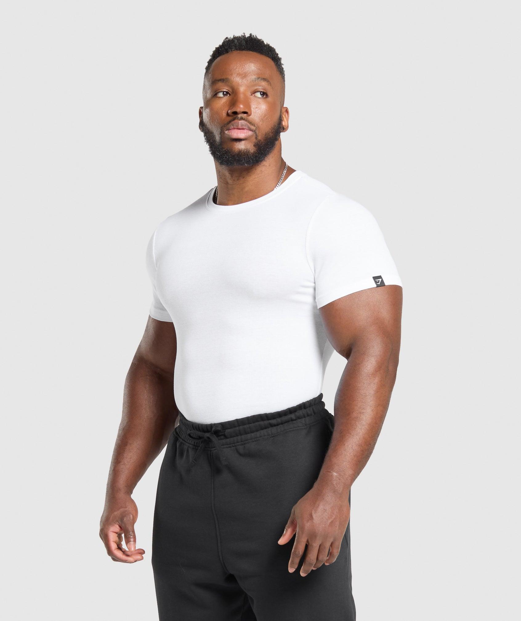 Gymshark Ribbed T-Shirt - White Male Product Image
