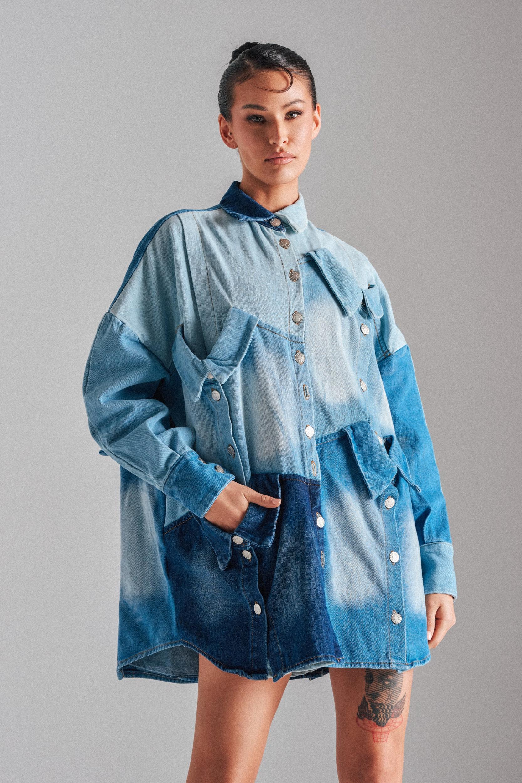 MONDAY BLUES DENIM MINI DRESS Product Image