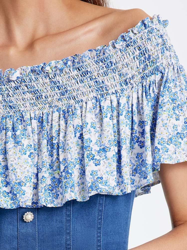 Denim Dress With Patchwork Floral Product Image