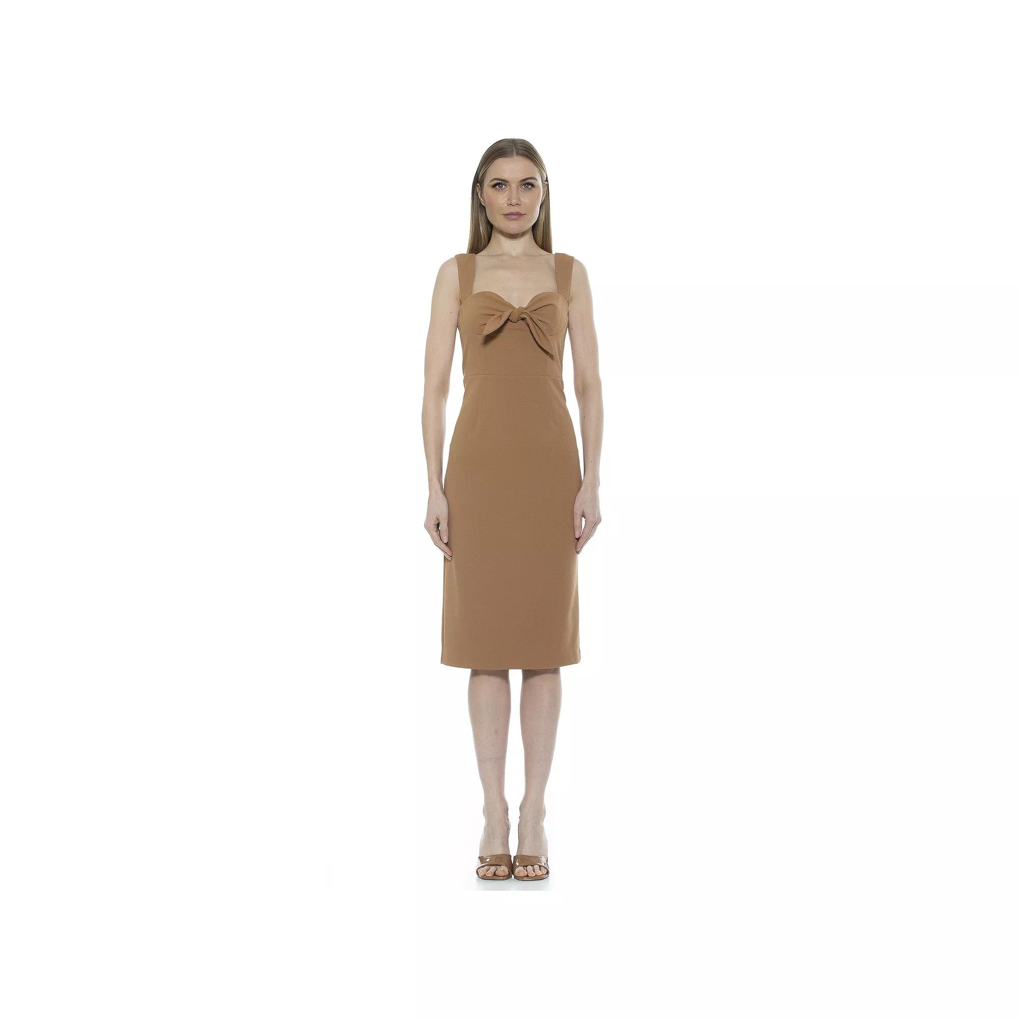 Women's ALEXIA ADMOR Front Bow Juniper Midi Sheath Dress,  Product Image