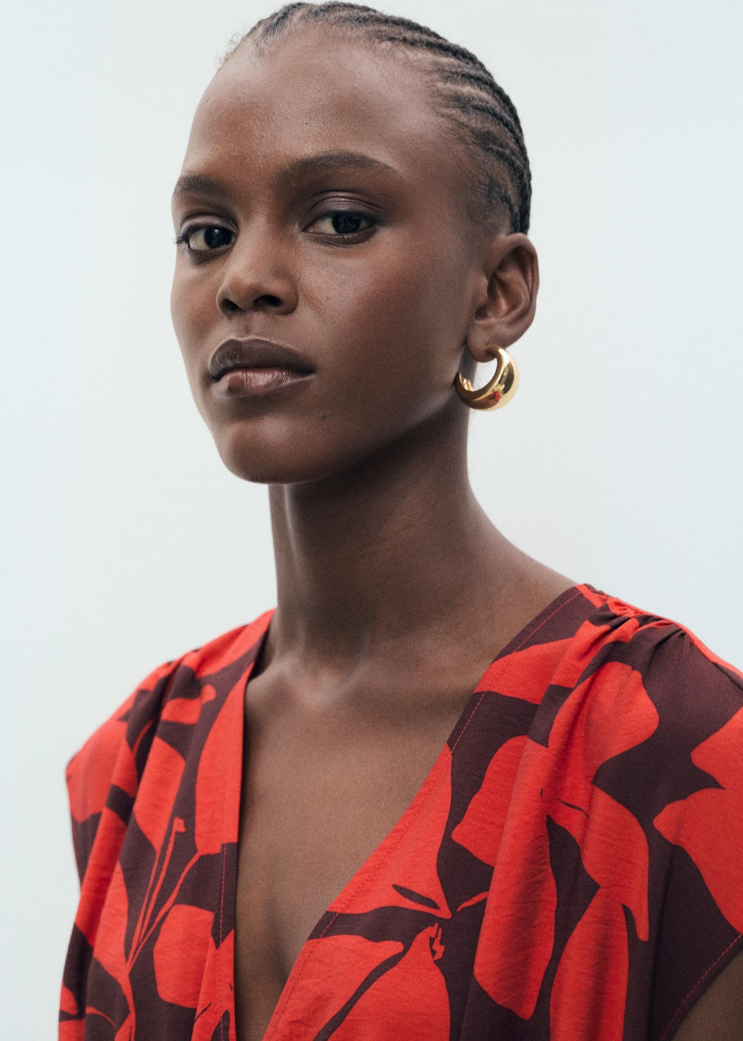 Long printed dress - Women | MANGO USA Product Image