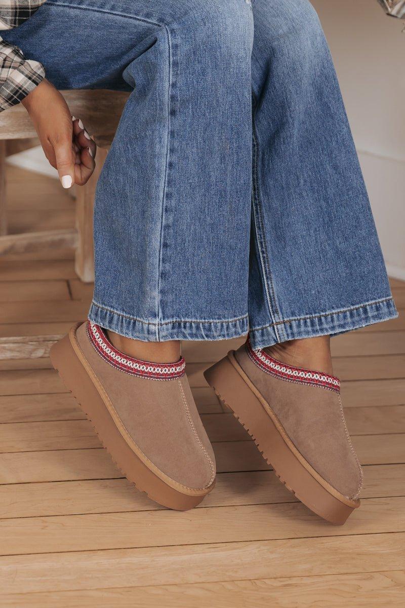 Tessa Camel Platform Cozy Slippers Product Image